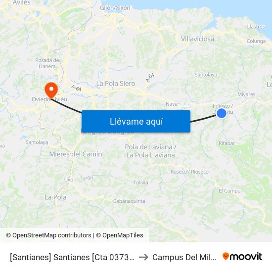[Santianes]  Santianes [Cta 03734] to Campus Del Milán map