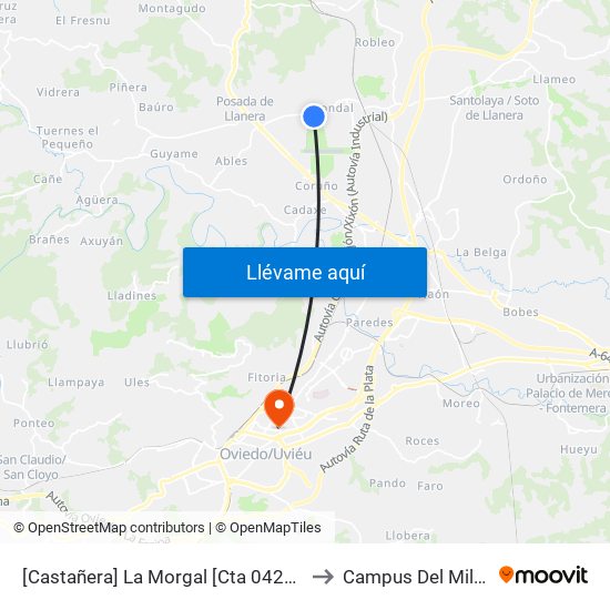 [Castañera]  La Morgal [Cta 04231] to Campus Del Milán map