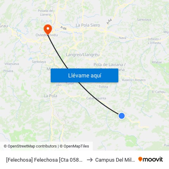 [Felechosa]  Felechosa [Cta 05881] to Campus Del Milán map