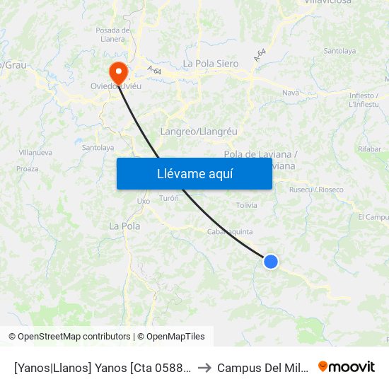 [Yanos|Llanos]  Yanos [Cta 05888] to Campus Del Milán map