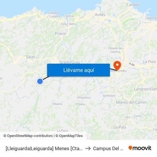 [Lleiguarda|Leiguarda]  Menes [Cta 06015] to Campus Del Milán map