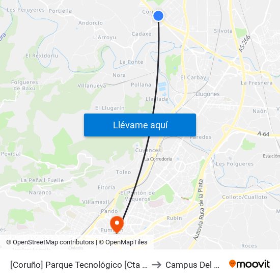 [Coruño]  Parque Tecnológico [Cta 06080] to Campus Del Milán map