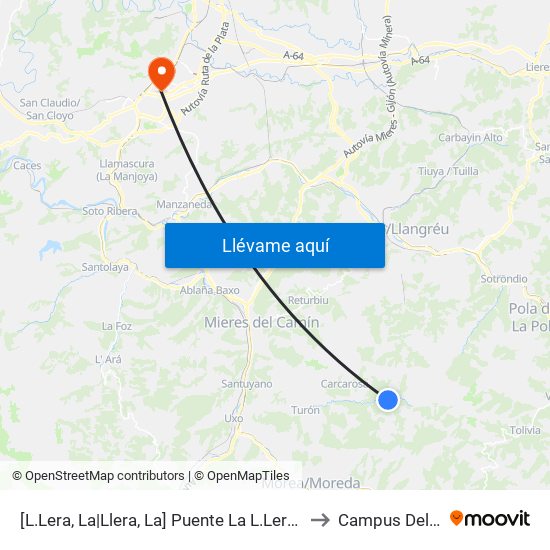 [L.Lera, La|Llera, La]  Puente La L.Lera [Cta 06160] to Campus Del Milán map
