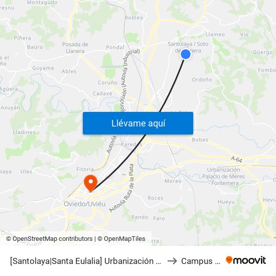 [Santolaya|Santa Eulalia]  Urbanización Soto De Llanera 2 [Cta 07297] to Campus Del Milán map