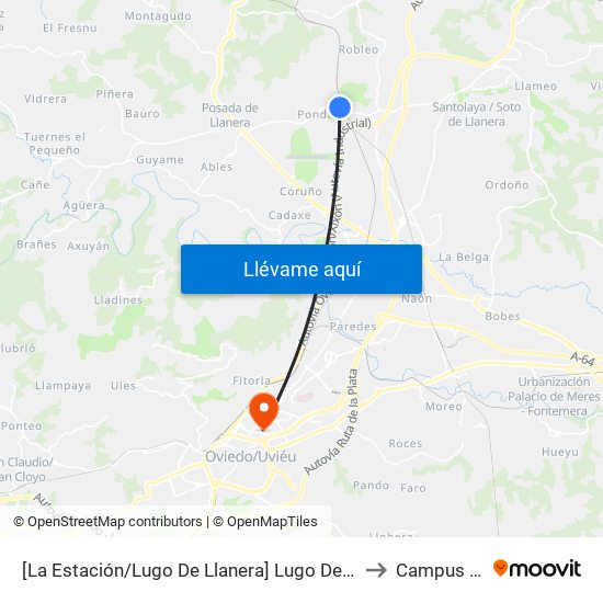 [La Estación/Lugo De Llanera]  Lugo De Llanera - Cabina [Cta 12584] to Campus Del Milán map