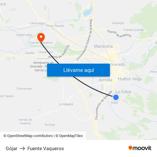 Gójar to Fuente Vaqueros map
