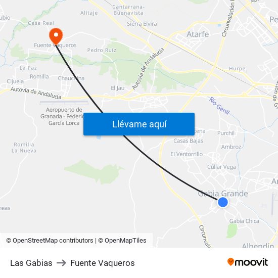 Las Gabias to Fuente Vaqueros map