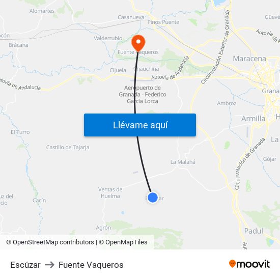 Escúzar to Fuente Vaqueros map