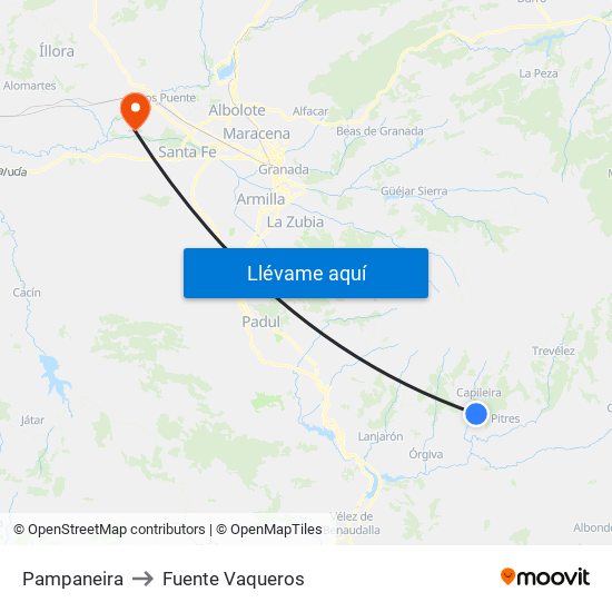 Pampaneira to Fuente Vaqueros map