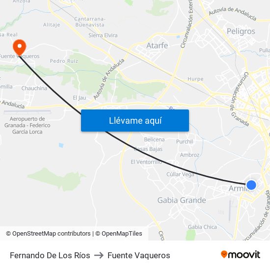 Fernando De Los Ríos to Fuente Vaqueros map