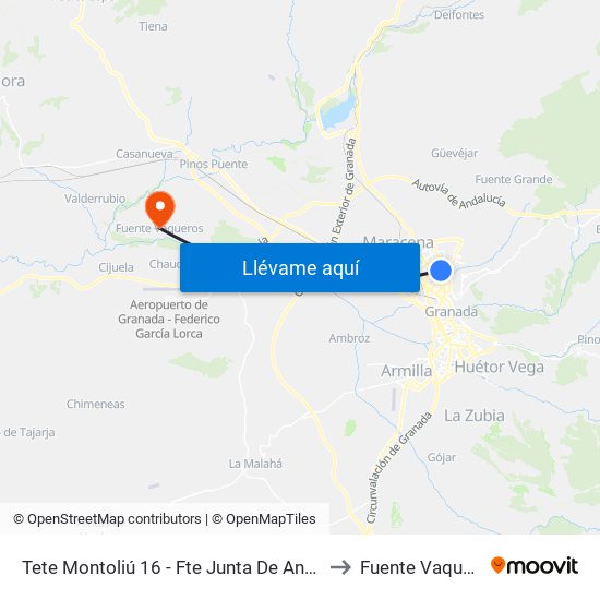 Tete Montoliú 16 - Fte Junta De Andalucía to Fuente Vaqueros map