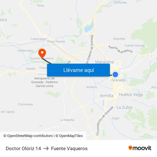 Doctor Olóriz 14 to Fuente Vaqueros map