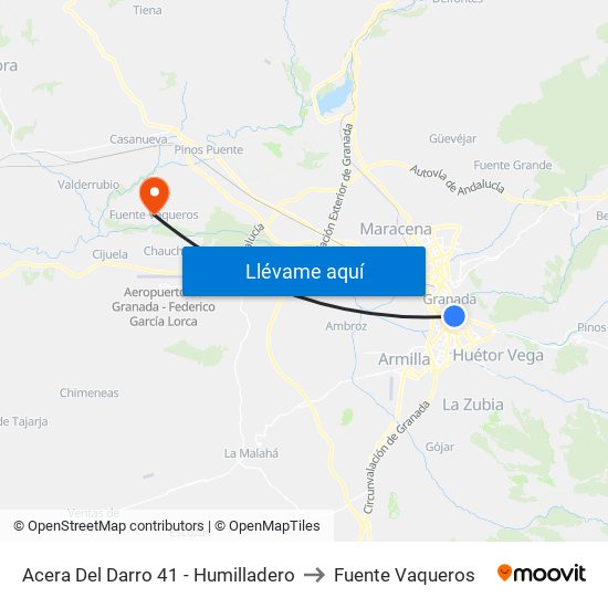 Acera Del Darro 41 - Humilladero to Fuente Vaqueros map
