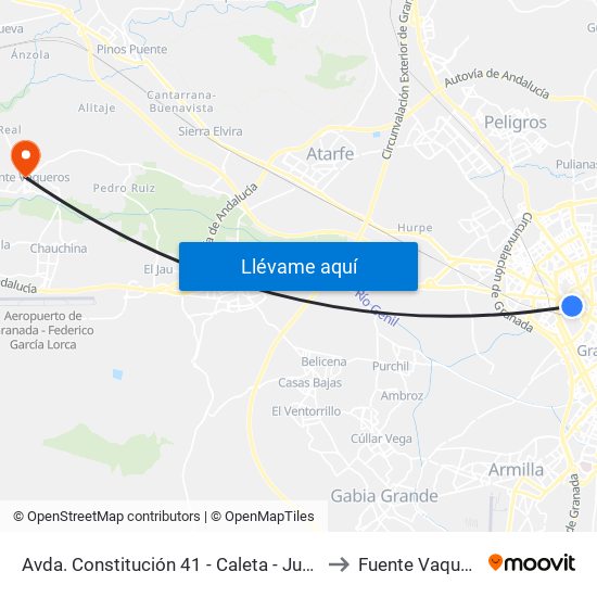 Avda. Constitución 41 - Caleta - Juzgados to Fuente Vaqueros map