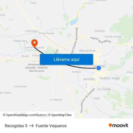 Recogidas 5 to Fuente Vaqueros map