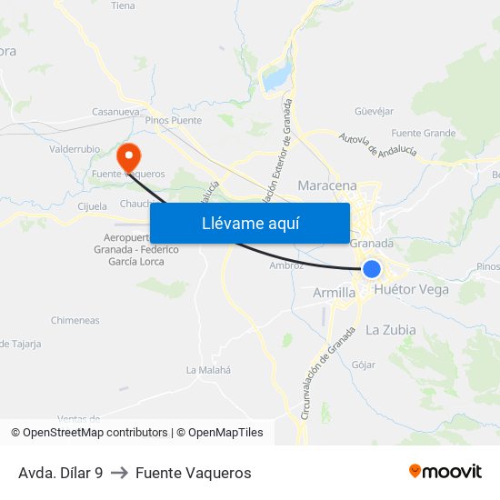 Avda. Dílar 9 to Fuente Vaqueros map