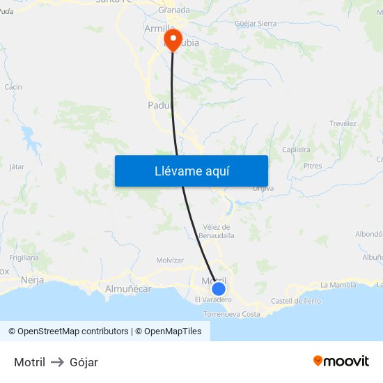 Motril to Gójar map