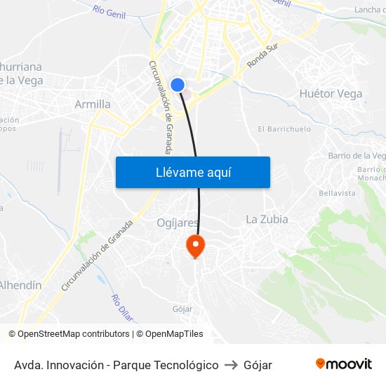 Avda. Innovación - Parque Tecnológico to Gójar map