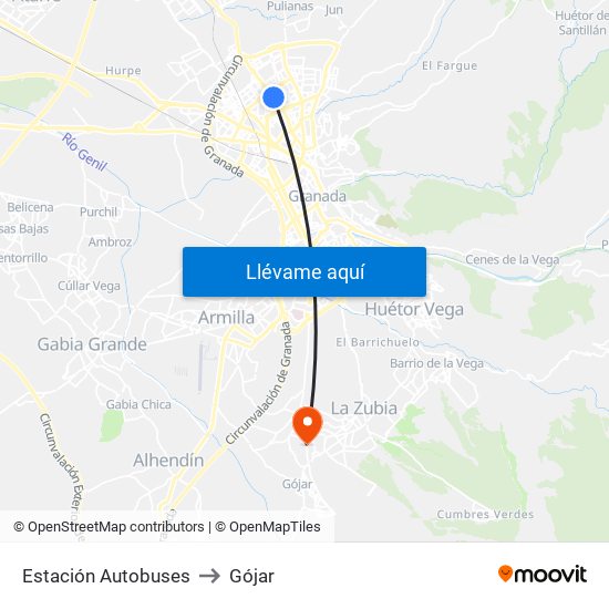 Estación Autobuses to Gójar map