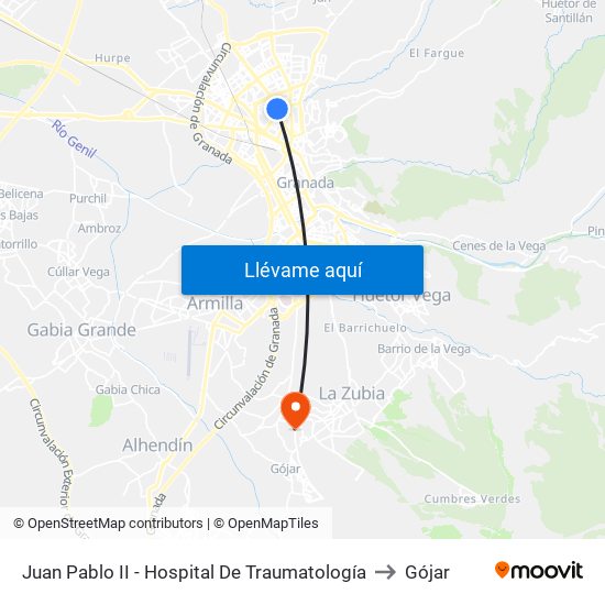 Juan Pablo II - Hospital De Traumatología to Gójar map