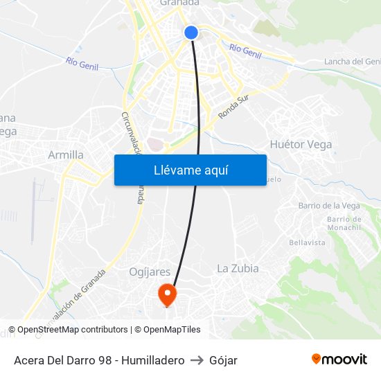 Acera Del Darro 98 - Humilladero to Gójar map