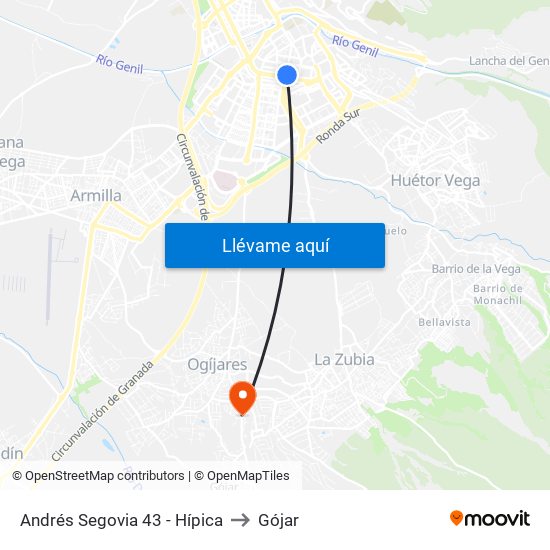 Andrés Segovia 43 - Hípica to Gójar map