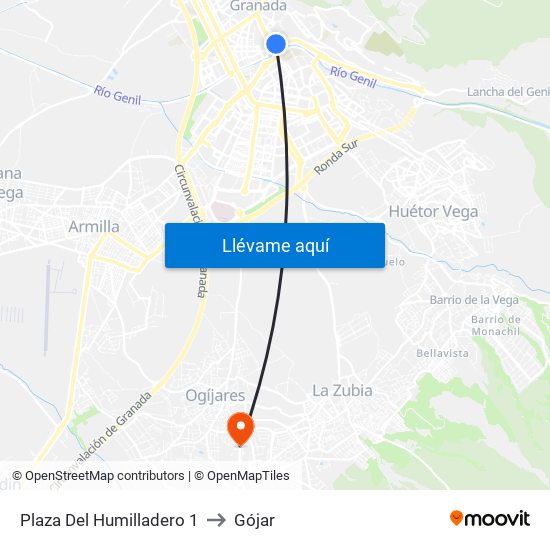 Plaza Del Humilladero 1 to Gójar map