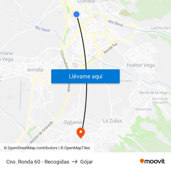 Cno. Ronda 60 - Recogidas to Gójar map