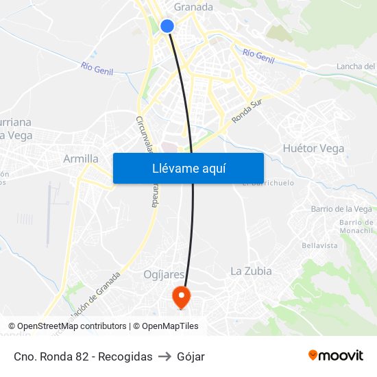 Cno. Ronda 82 - Recogidas to Gójar map