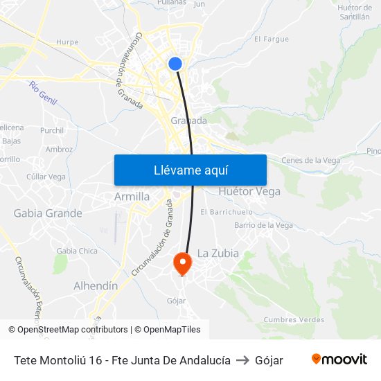 Tete Montoliú 16 - Fte Junta De Andalucía to Gójar map