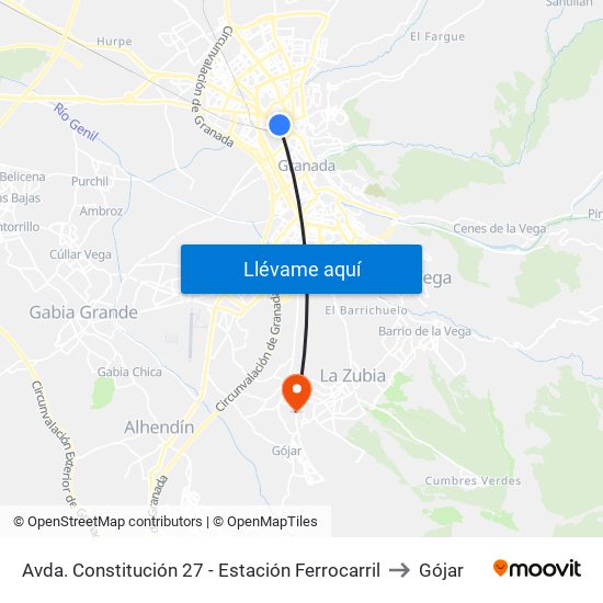 Avda. Constitución 27 - Estación Ferrocarril to Gójar map