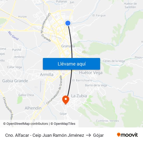 Cno. Alfacar - Ceip Juan Ramón Jiménez to Gójar map