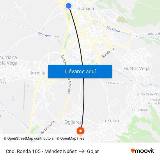 Cno. Ronda 105 - Méndez Núñez to Gójar map