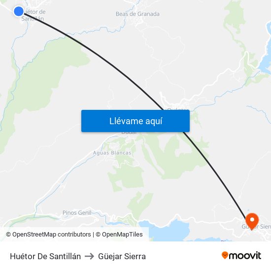Huétor De Santillán to Güejar Sierra map
