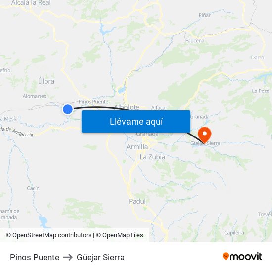 Pinos Puente to Güejar Sierra map