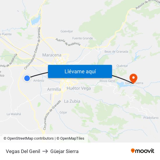 Vegas Del Genil to Güejar Sierra map