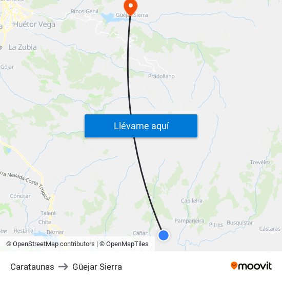 Carataunas to Güejar Sierra map