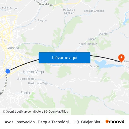 Avda. Innovación - Parque Tecnológico to Güejar Sierra map