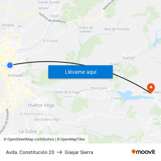 Avda. Constitución 20 to Güejar Sierra map