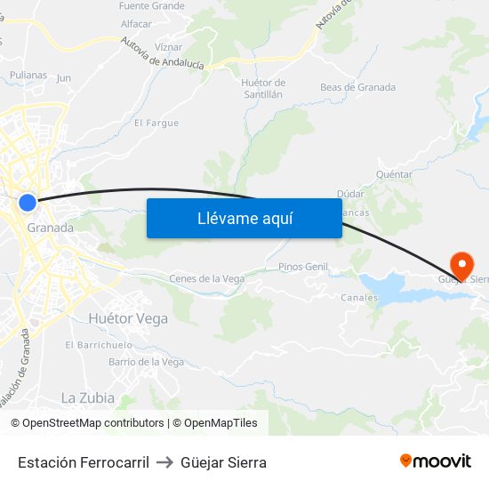 Estación Ferrocarril to Güejar Sierra map