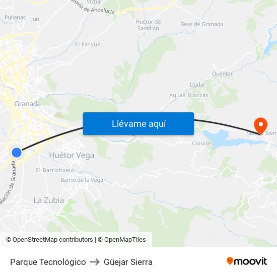 Parque Tecnológico to Güejar Sierra map