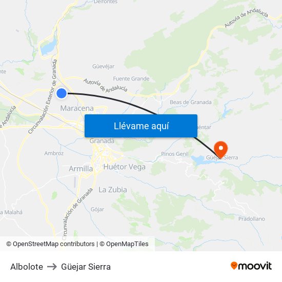Albolote to Güejar Sierra map