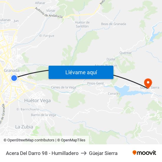Acera Del Darro 98 - Humilladero to Güejar Sierra map