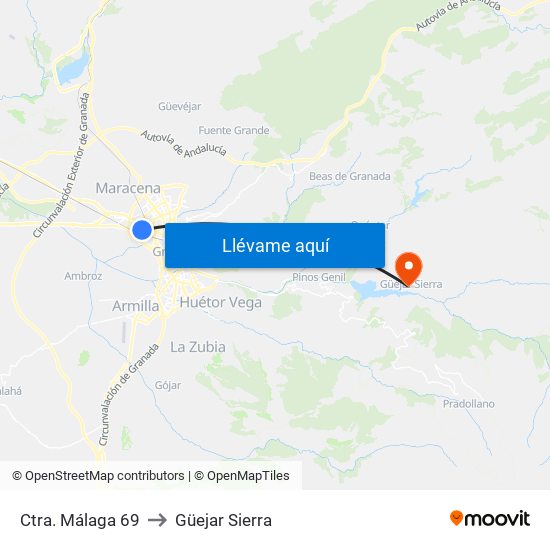 Ctra. Málaga 69 to Güejar Sierra map