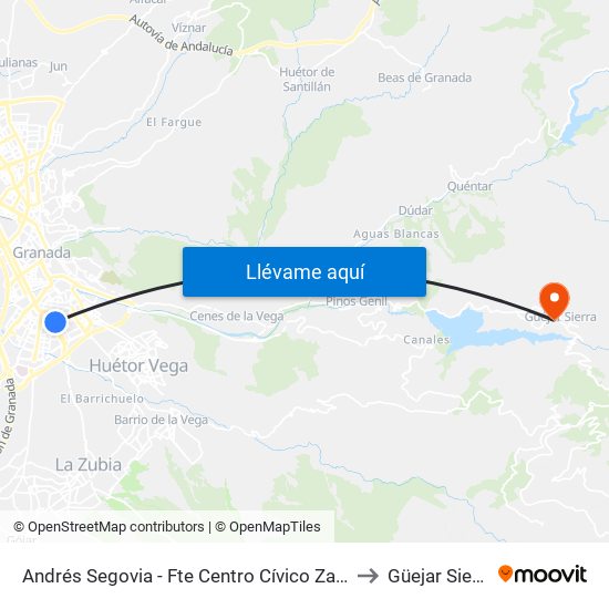 Andrés Segovia - Fte Centro Cívico Zaidín to Güejar Sierra map