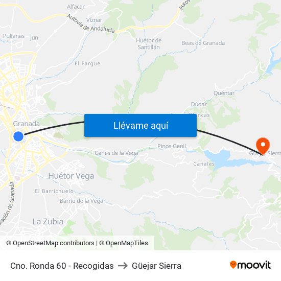 Cno. Ronda 60 - Recogidas to Güejar Sierra map