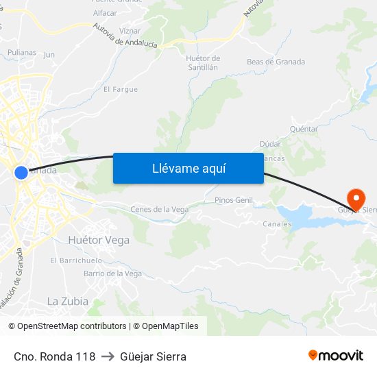 Cno. Ronda 118 to Güejar Sierra map