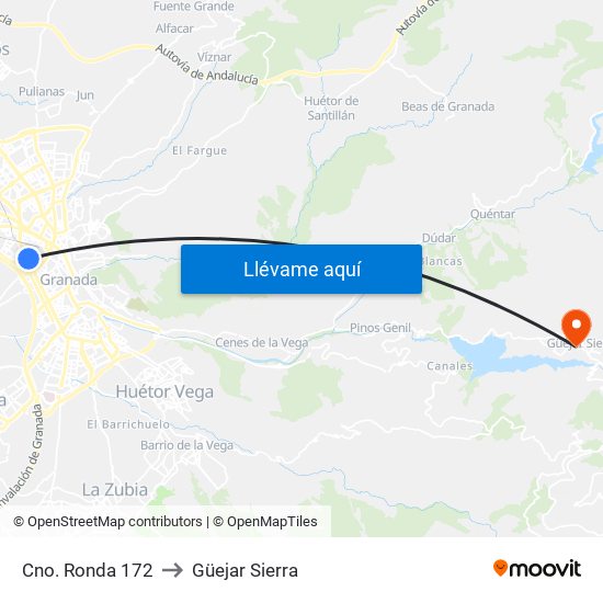 Cno. Ronda 172 to Güejar Sierra map