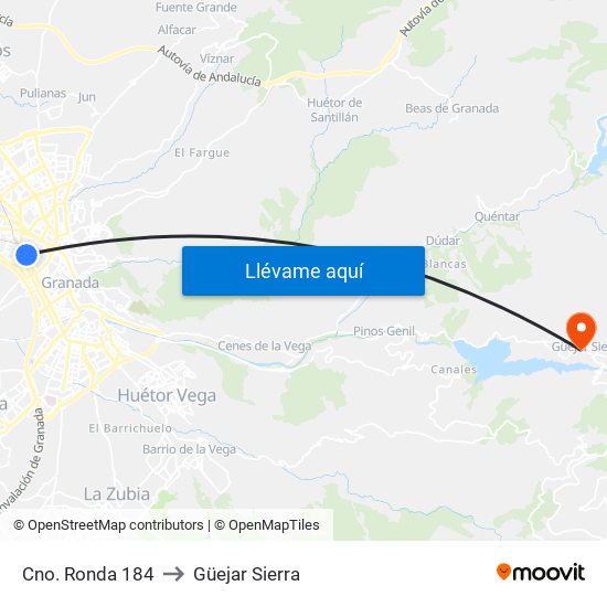 Cno. Ronda 184 to Güejar Sierra map