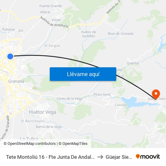 Tete Montoliú 16 - Fte Junta De Andalucía to Güejar Sierra map